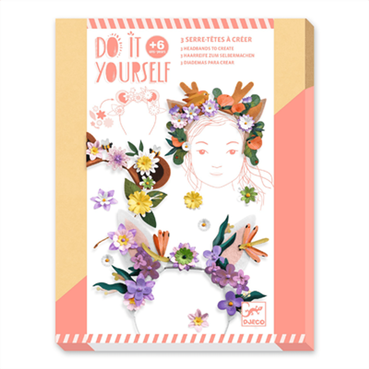 HOBBYSETT DIY – Hårbøyler med blomster og ører – 3 stk – Djeco