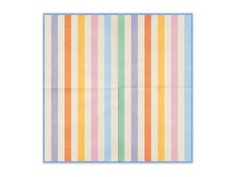 SERVIETTER – Fargerike striper – 20 pk – PartyDeco