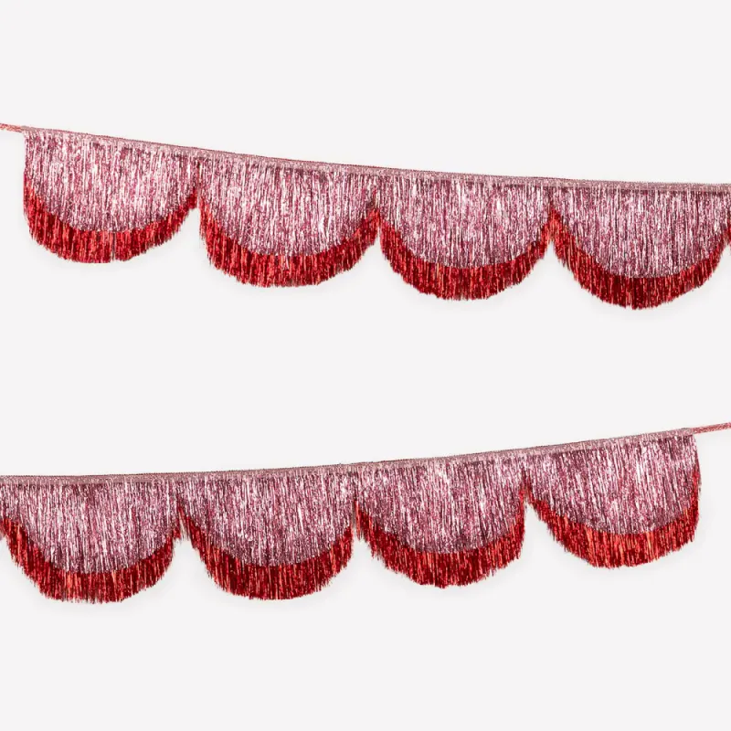 GIRLANDER – Glitter frynser rosa/rød – Meri Meri