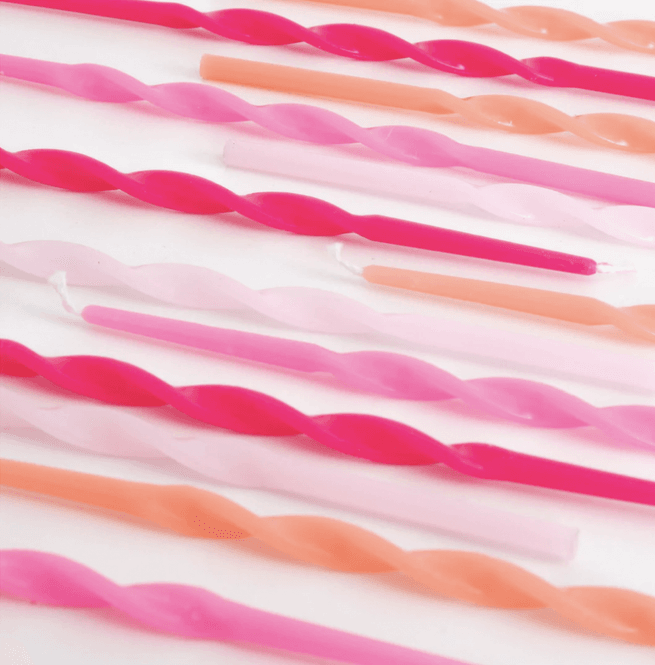 Hovedbilde KAKELYS – Rosa vridde lange kakelys – 16 stk ...