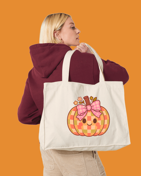 Hovedbilde SHOPPINGBAG – Gingham Pumpkin – Festligtrykk