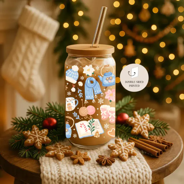 Hovedbilde DRIKKEGLASS MED LOKK OG SUGERØR – Vinterkos – ...