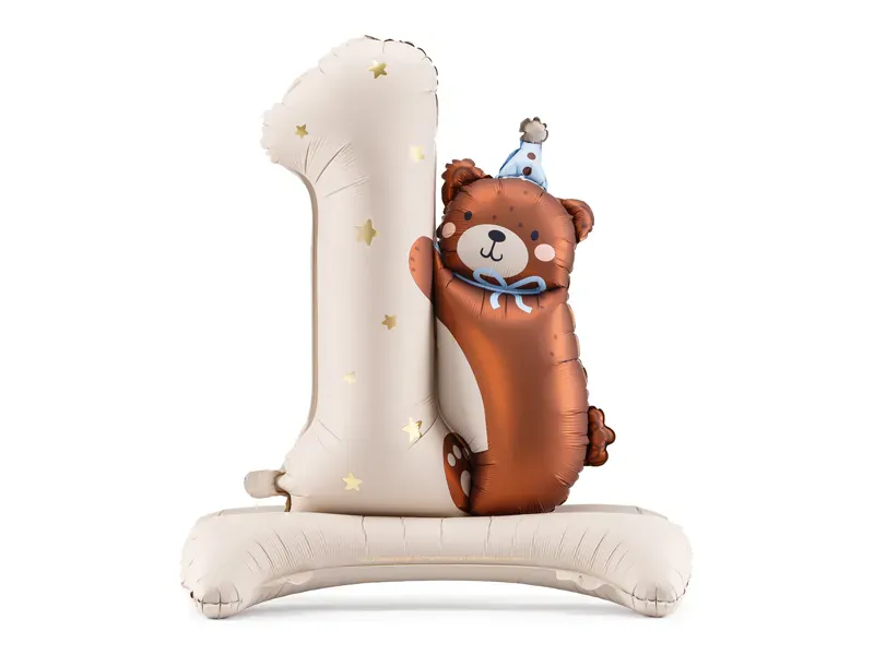 FOLIEBALLONG – Tallet 1 med bamse – PartyDeco