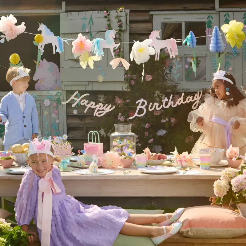 GIRLANDER – Enhjørninger og blomster – Happy Birthday – Meri Meri