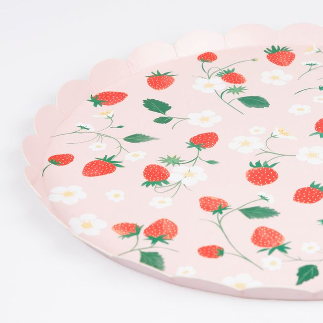 Hovedbilde PAPPTALLERKENER – Jordbær og blomster – 8-pk ...