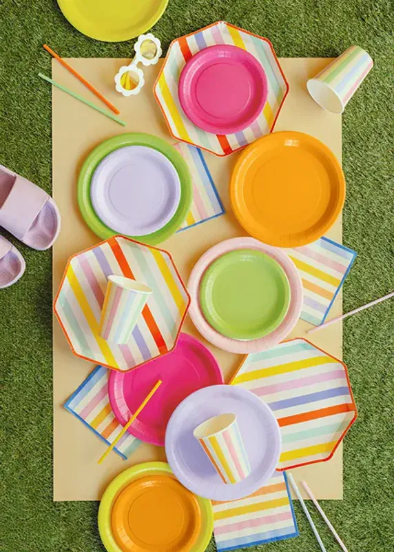 PAPPTALLERKENER – Regnbuestriper – 6 pk – PartyDeco