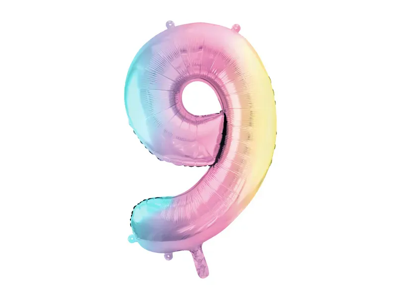 FOLIEBALLONG – Tall 9 – Pastell regnbue – 86 cm – PartyDeco