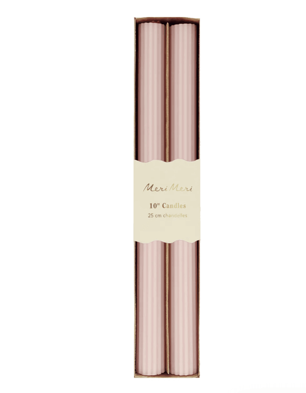 STEARINLYS – Pastellrosa med riller – 2-pk – Meri Meri
