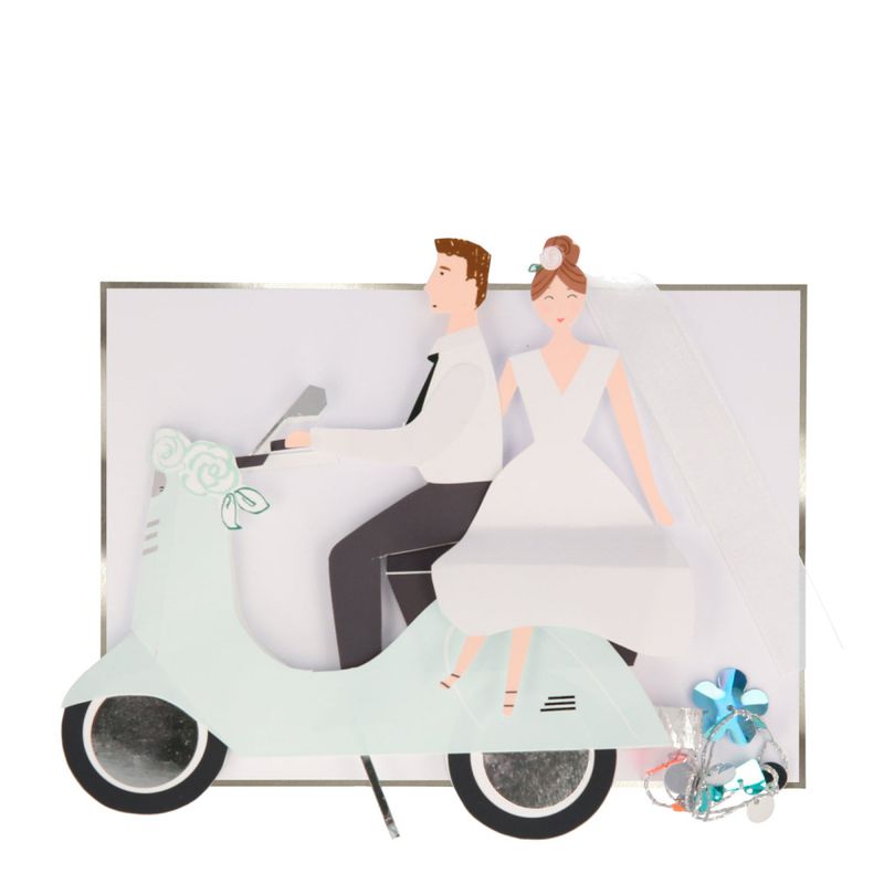 KORT – Brudepar på scooter – Meri Meri