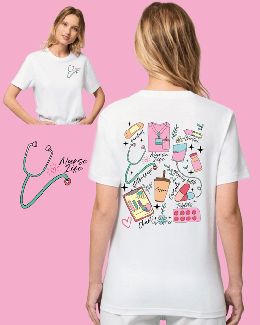 Hovedbilde T-SKJORTE – Nurse Life Front & Back – ...