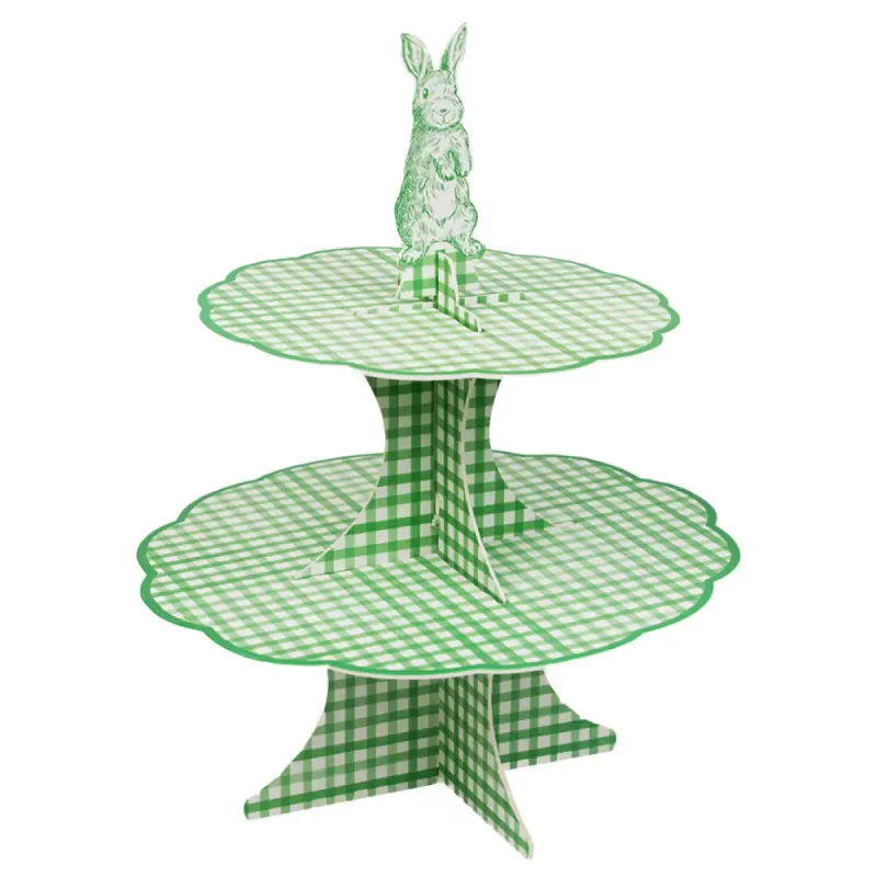 KAKESTATIV – Grønn rutete med kanin – Talking Tables