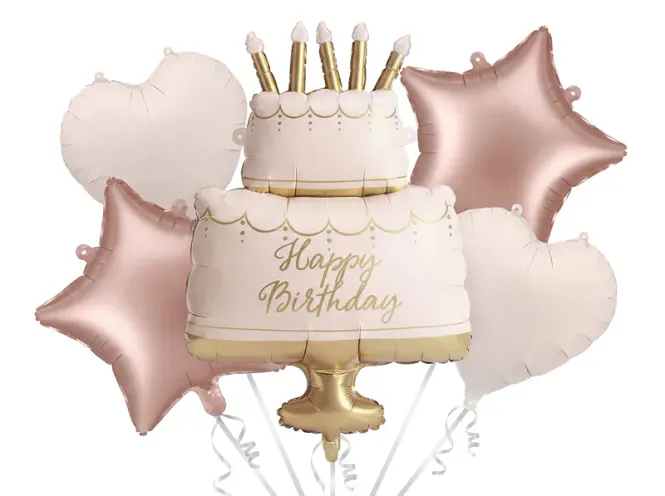 Hovedbilde FOLIEBALLONGER – Bursdagskake med hjerter – ...