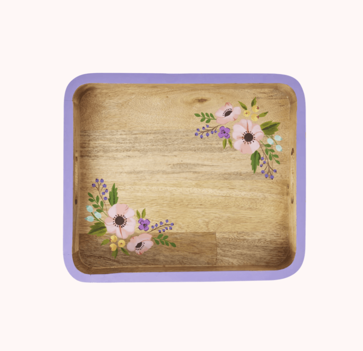 SERVERINGSBRETT – Lilla kant og blomster – Rice