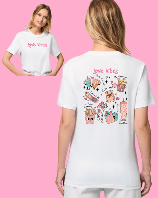T-SKJORTE – Love Vibes Front & Back – Festligetrykk
