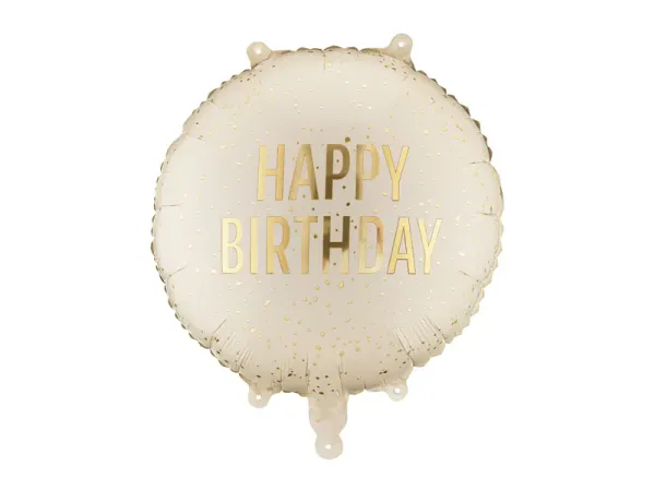 Hovedbilde FOLIEBALLONG – Happy Birthday – Krem & Gull ...