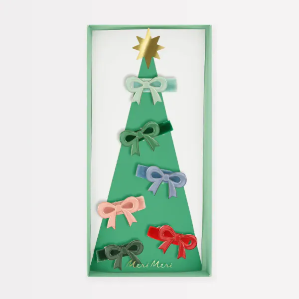 Hovedbilde HÅRSPENNER – Sløyfer emalje & fløyel – 6 stk ...