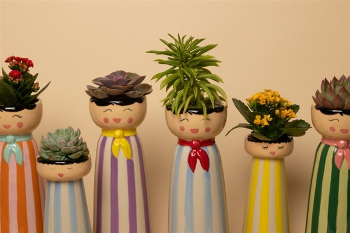 VASE – Miss med striper – oransje og lyserosa med mint