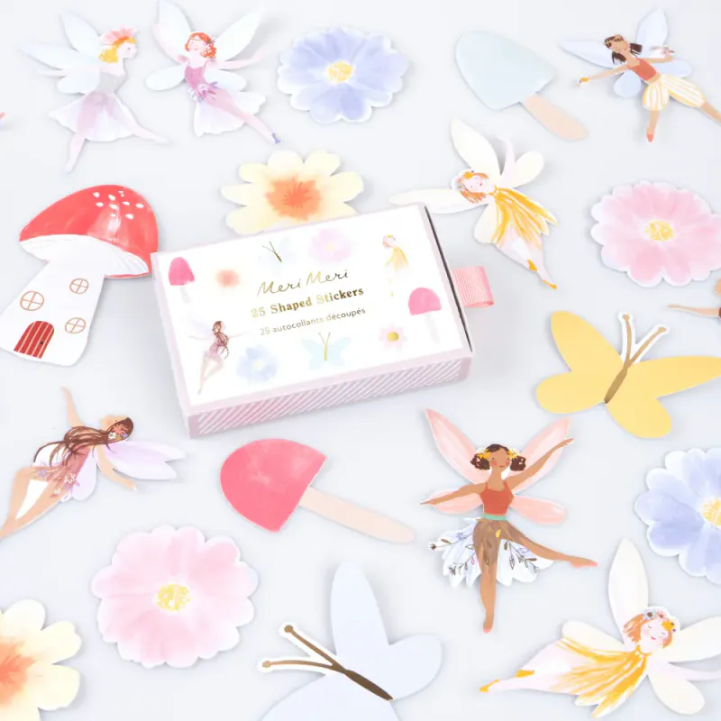 KLISTREMERKER – Feer, blomster og sommerfugler – 25-pk – Meri Meri