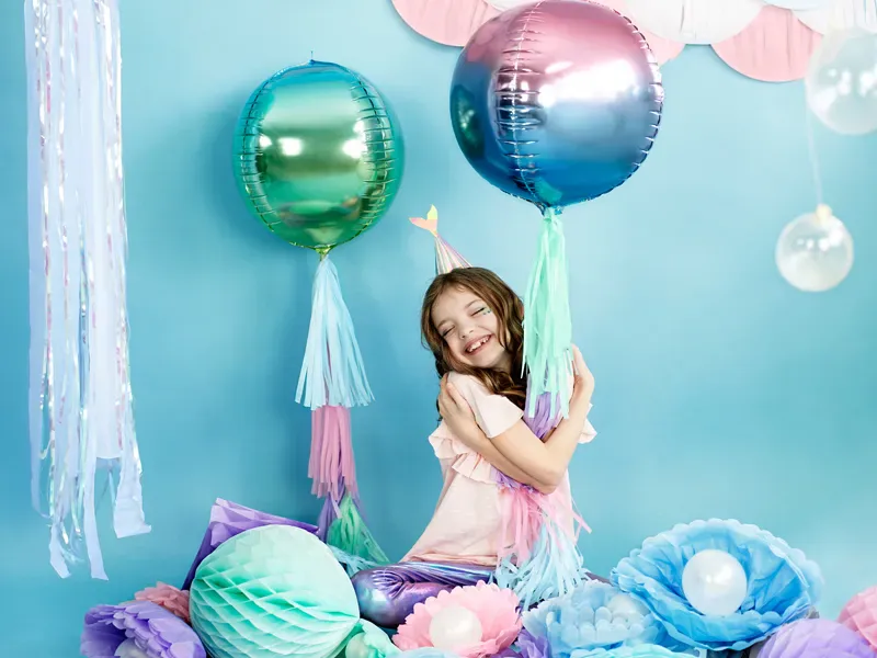 FOLIEBALLONG – Ombre blå og grønn – PartyDeco