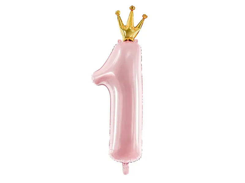 FOLIEBALLONG TALL 1 – Rosa med krone – PartyDeco