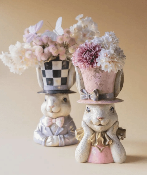 Hovedbilde PÅSKEPYNT – Kaninvase med rosa flosshatt – Alot