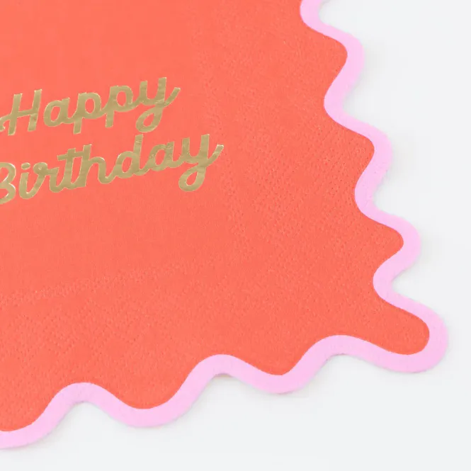 Hovedbilde SERVIETTER – Happy Birthday med bølgekant – 16 ...