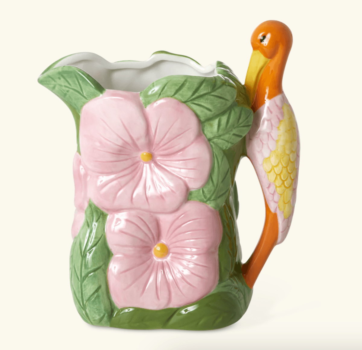 KERAMIKKVASE – Trane og blomster – Rice