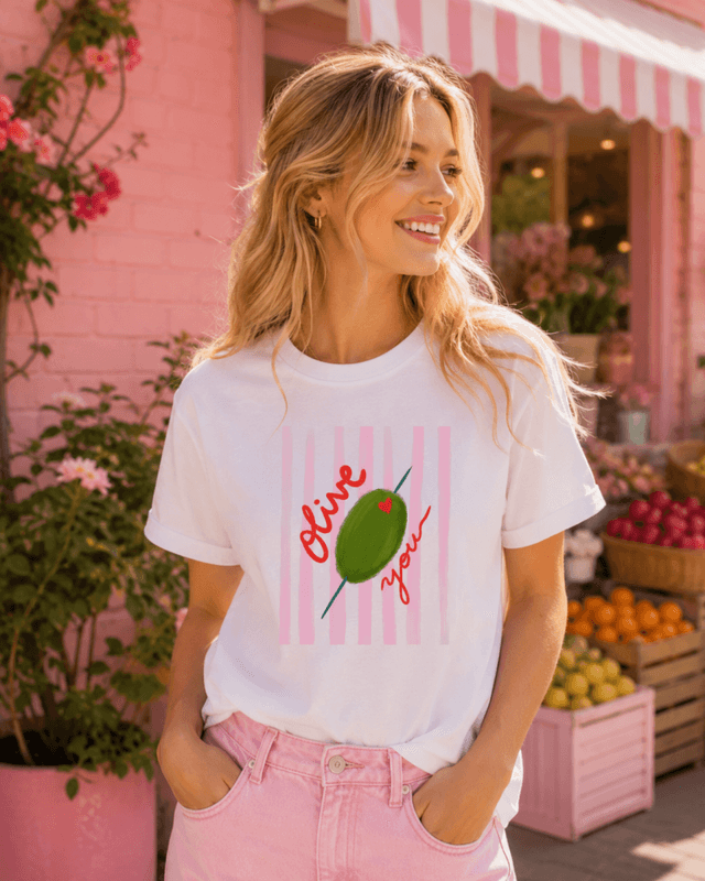 T-SKJORTE – Olive You – Festligtrykk