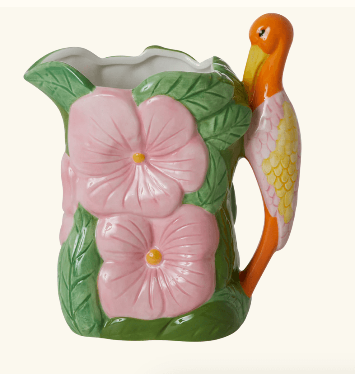 KERAMIKKVASE – Trane og blomster – Rice