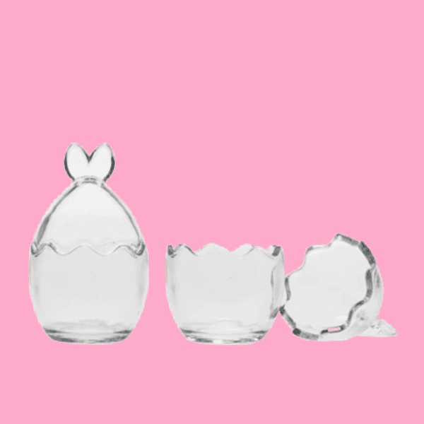 Hovedbilde GLASSKRUKKE – Påskeegg med kaninører – Alot