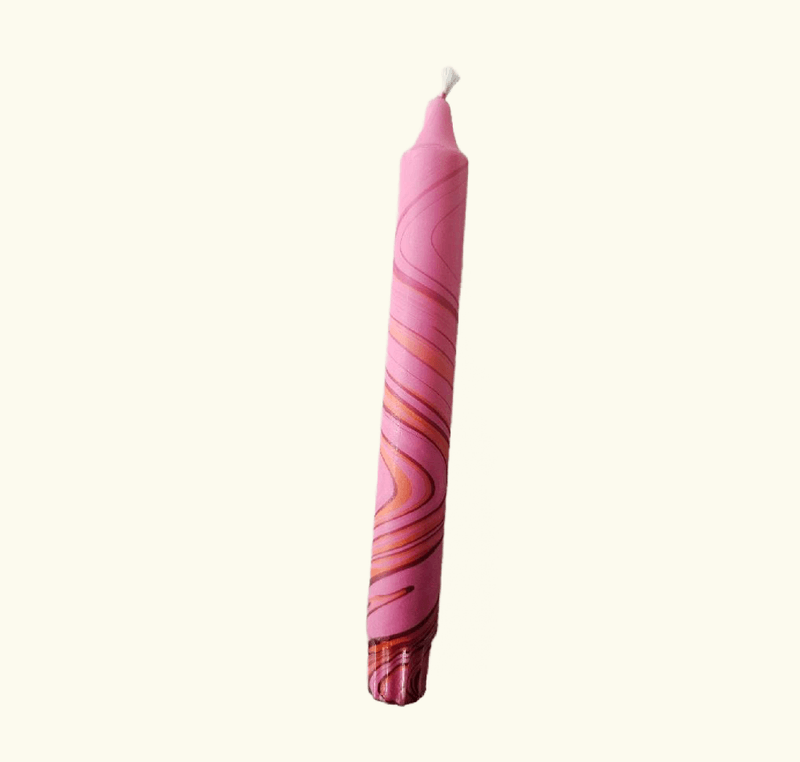 HÅNDLAGET STEARINLYS – Marmorert – Rosa oransje burgunder – Mrs. Miccio