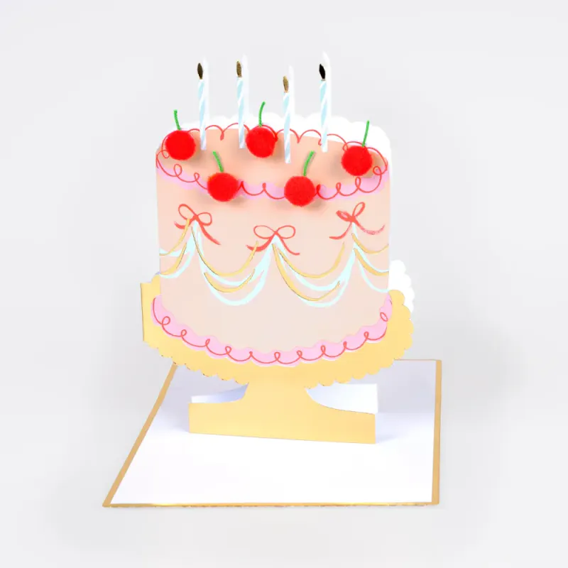 KORT – Bursdagskake med kirsebær – Meri Meri
