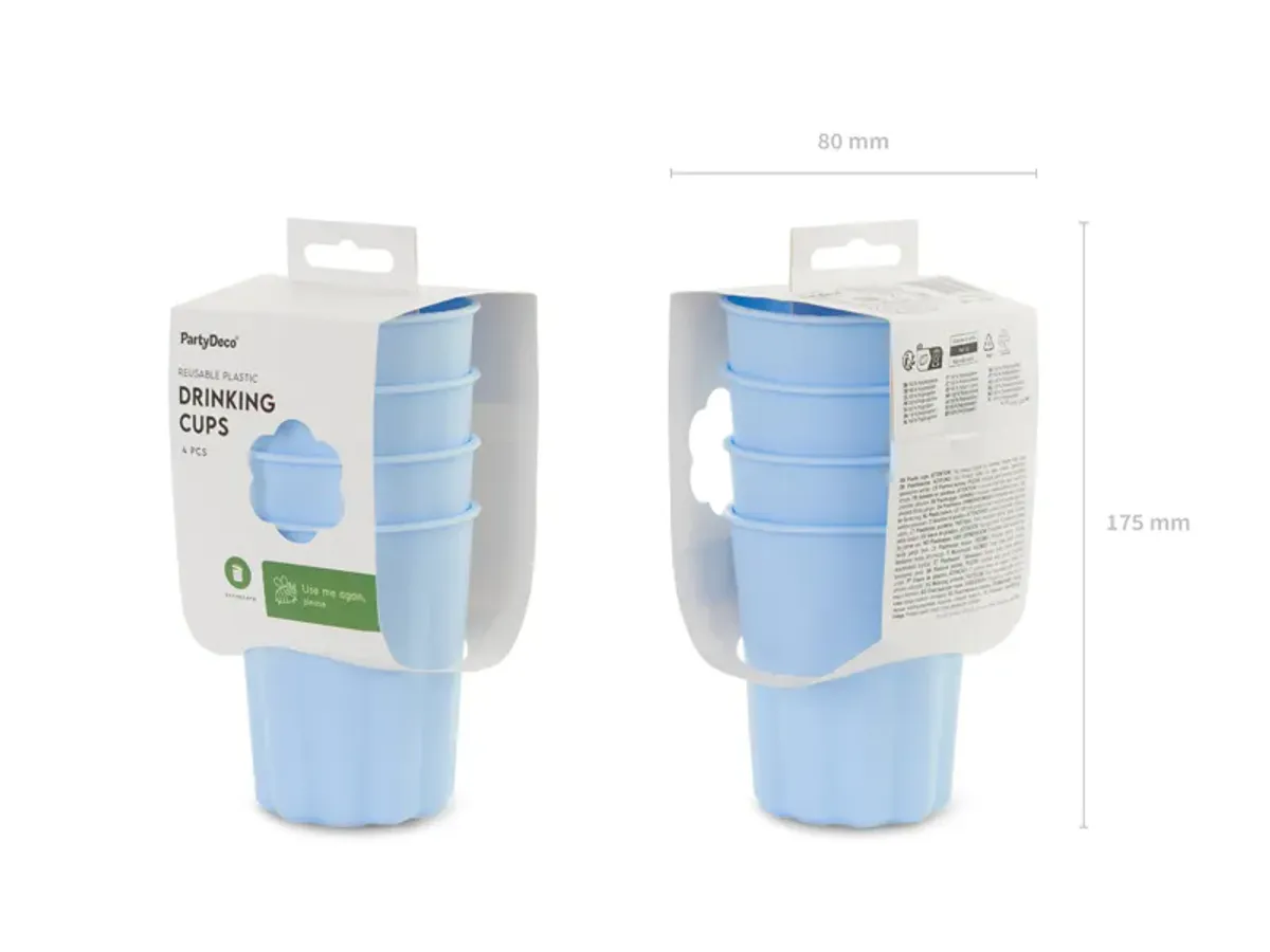 PLASTKOPPER – Lyseblå – 4 pk – PartyDeco