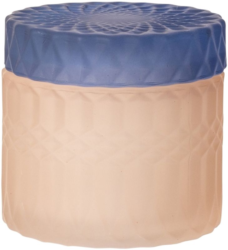 GLASSKRUKKE MED LOKK – beige og blå