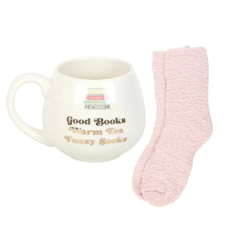 KOPP MED SOKKER – Good Books Warm Tea Fuzzy Socks – Something Different