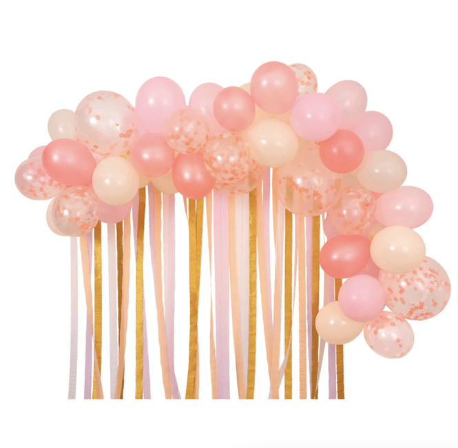 Hovedbilde BALLONGBUE – Rosa nyanser med konfetti og kreppbånd ...