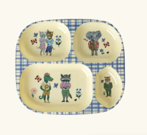 Hovedbilde 4-ROMS TALLERKEN – Blå med fantasifulle dyr – ...