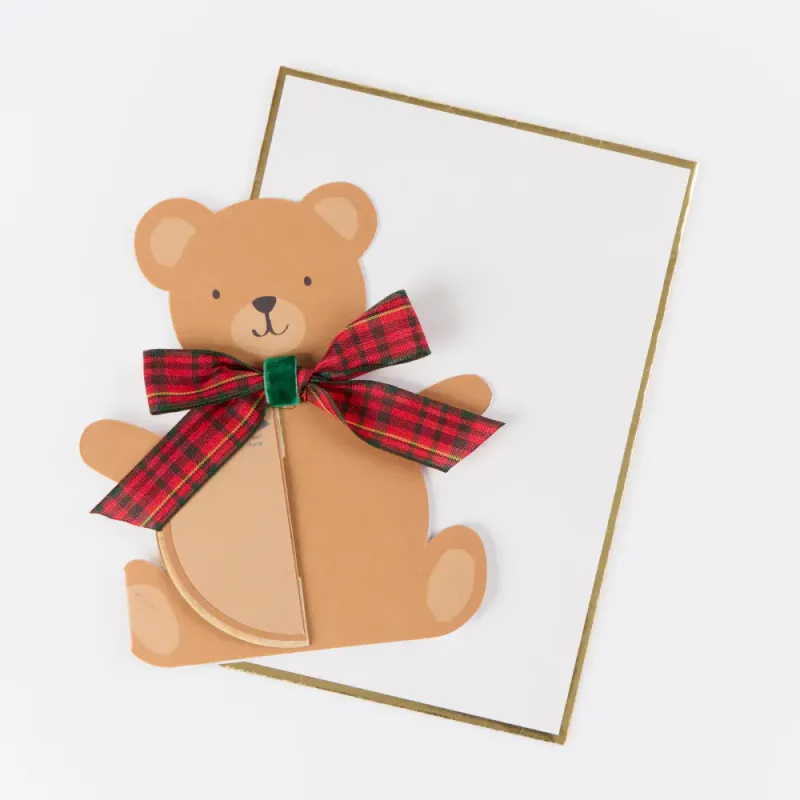 KORT – Bamse med rutete sløyfe – Meri Meri