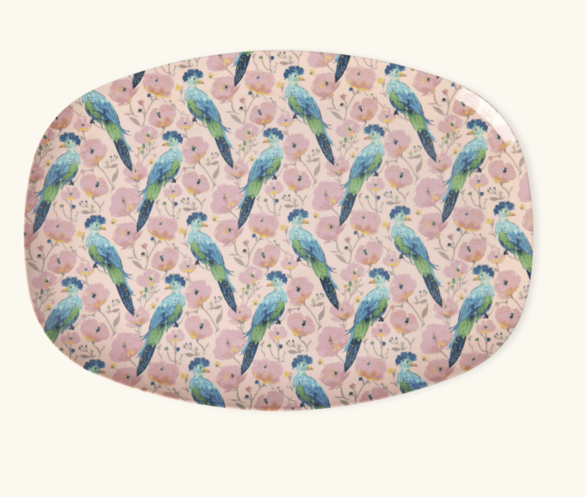 TALLERKEN REKTANGULÆR – Exotic Bird print – Rice