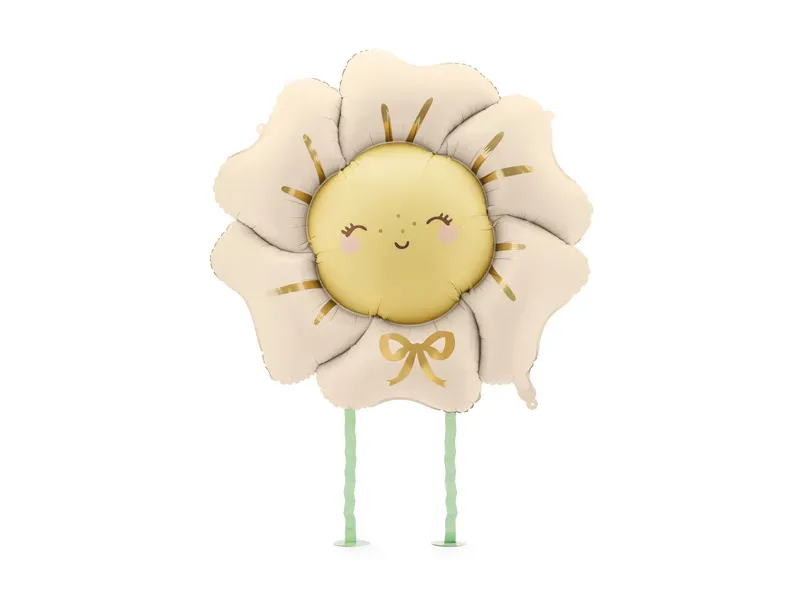 FOLIEBALLONG – Blomst – Lys beige – PartyDeco