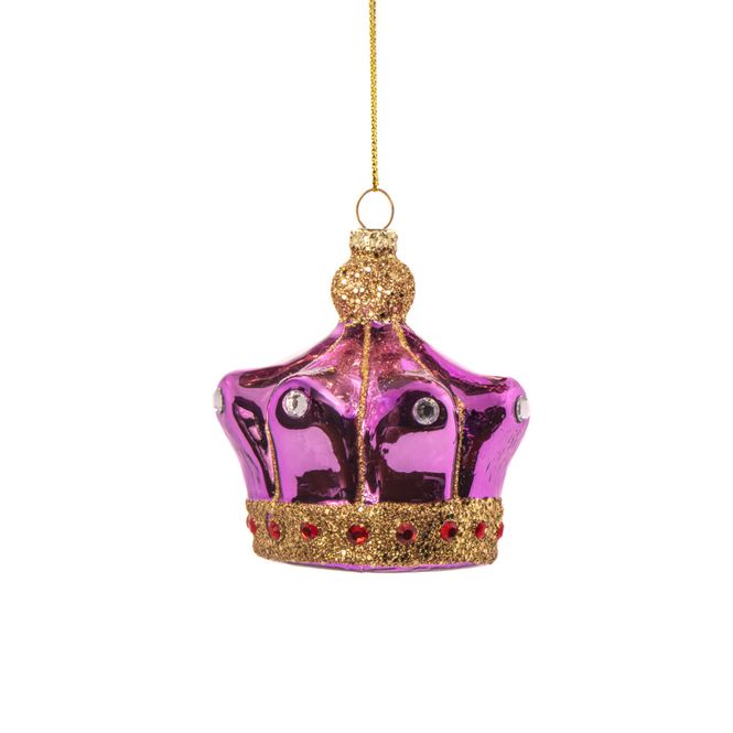 Hovedbilde JULETREPYNT – Lilla krone med gullglitter – ...