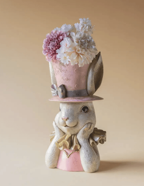 Hovedbilde PÅSKEPYNT – Kaninvase med rosa flosshatt – Alot