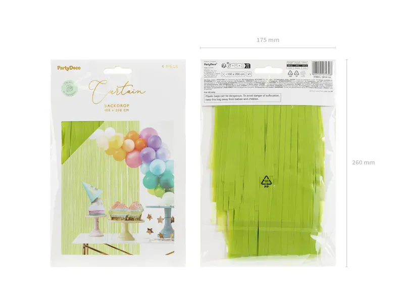 PARTYGARDIN – Lysegrønn – 100 x 200 cm – PartyDeco