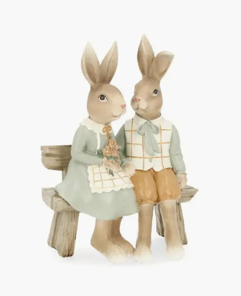 Hovedbilde PÅSKEPYNT – Kaninpar på benk – Alot