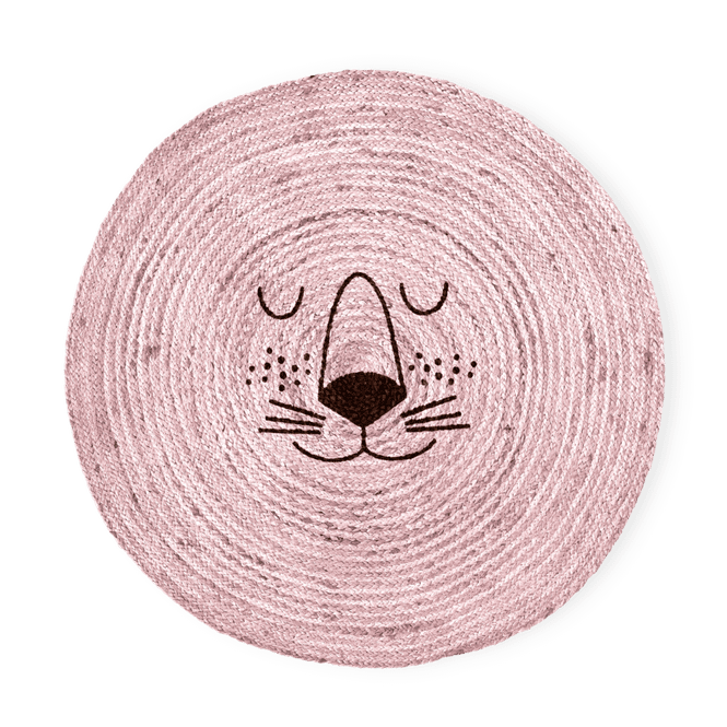 Hovedbilde GULVMATTE I JUTE – Lys Rosa – Løve – Rice