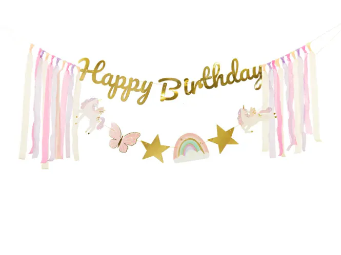 Hovedbilde GIRLANDER - Happy Birthday Enhjørning - PartyDeco