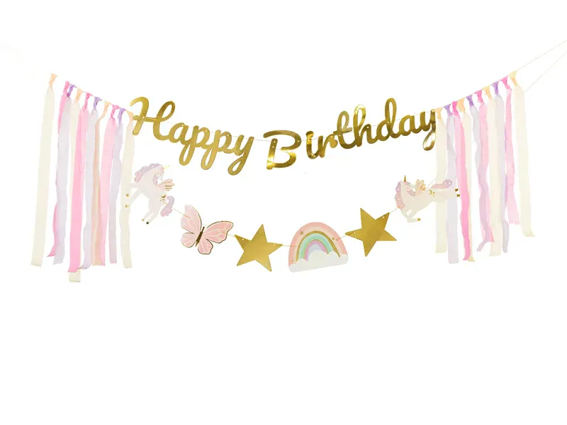 GIRLANDER - Happy Birthday Enhjørning - PartyDeco