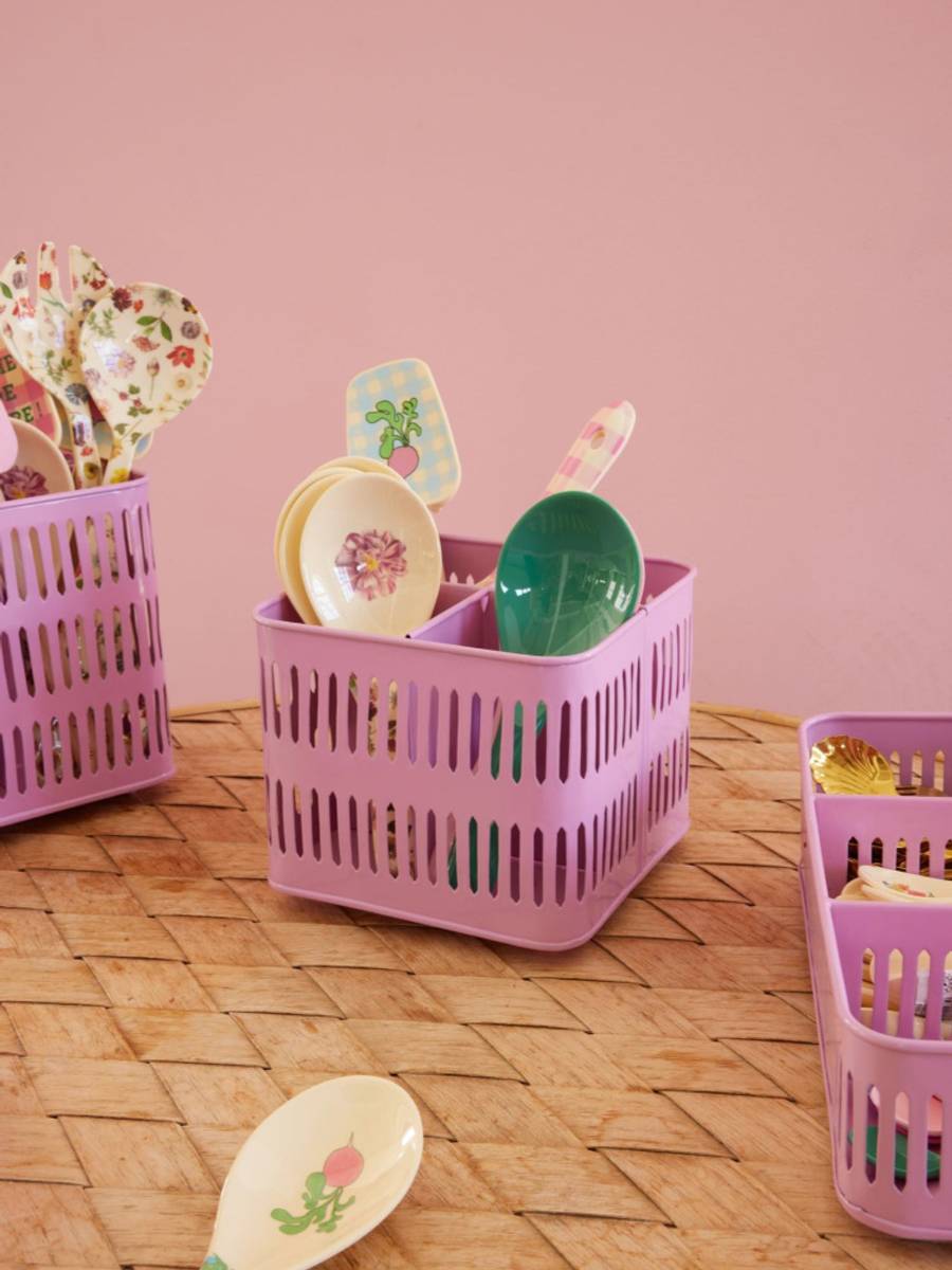 LITEN FIRKANTET OPPBEVARINGSKURV – Rosa – Metall – Rice