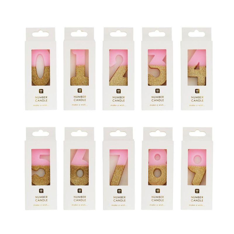 KAKELYS – Rosa tall med glitter – Talking Tables