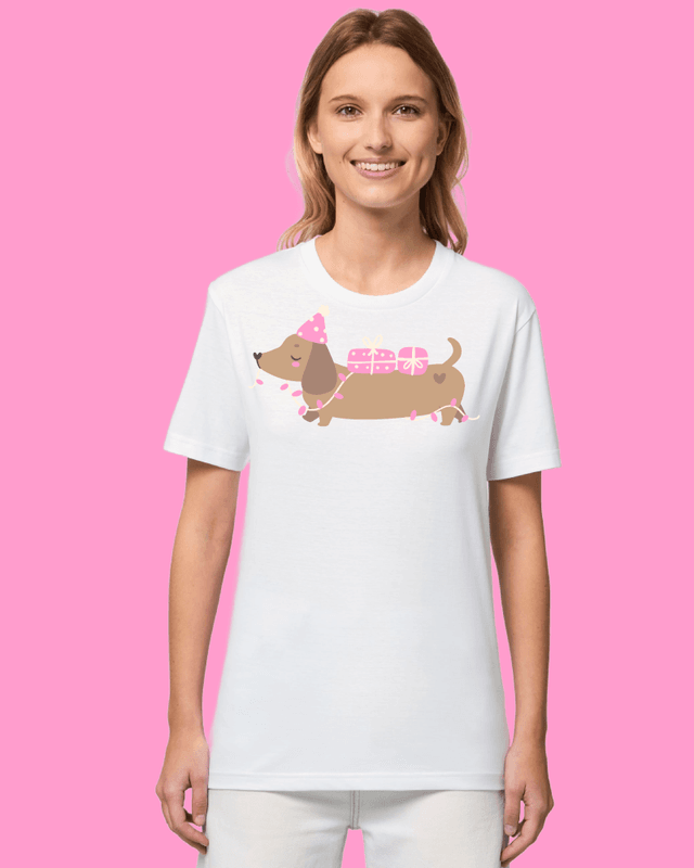 T-SKJORTE – Dachshund med gaver – Festligetrykk